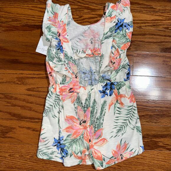 NWT Jessica Simpson Toddler Girls Ruffle Tropical Floral Romper Size 5 - Picture 6 of 13
